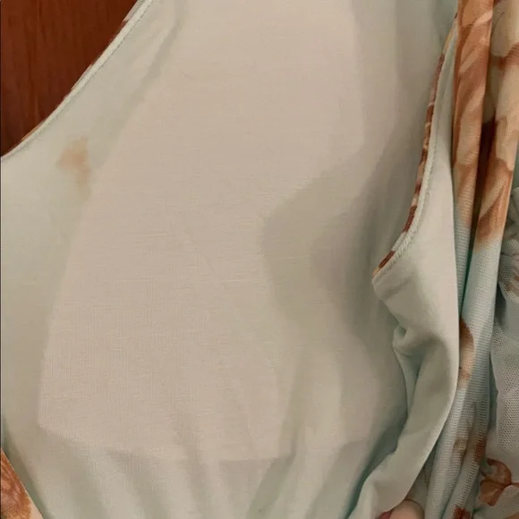 Abercrombie & Fitch Mint and Beige Floral V-Neck Mini Dress - Picture 6 of 6